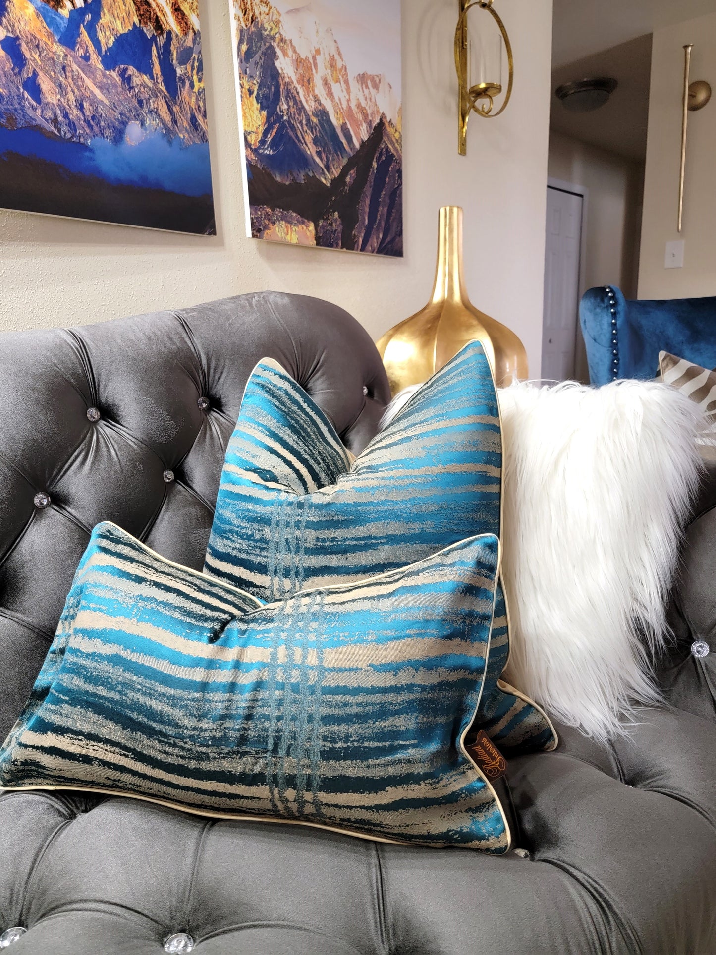 Blue Waters Luxury Decorative Throw Pillow + Lumbar Combo