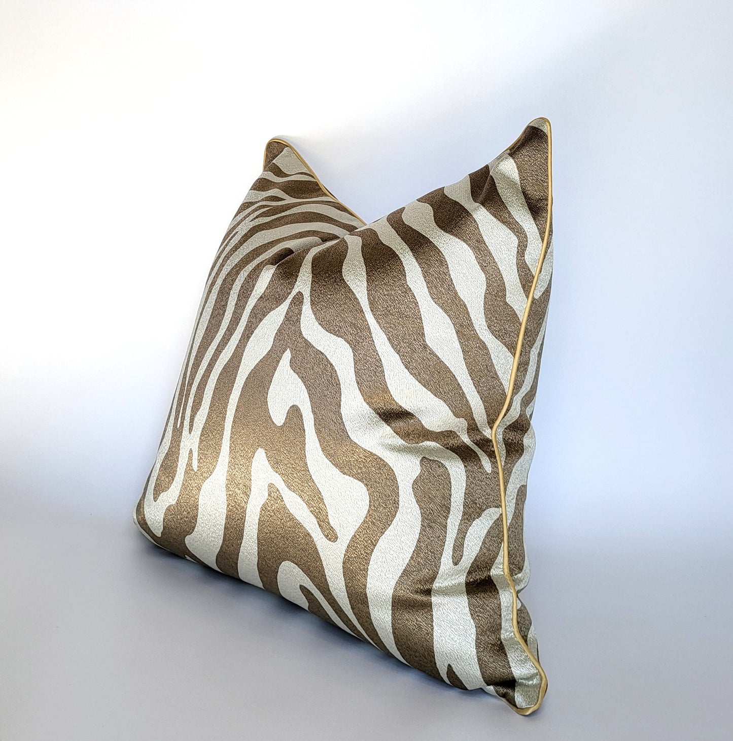 Gold Zebra Patterned Luxury Decorative Throw Pillow