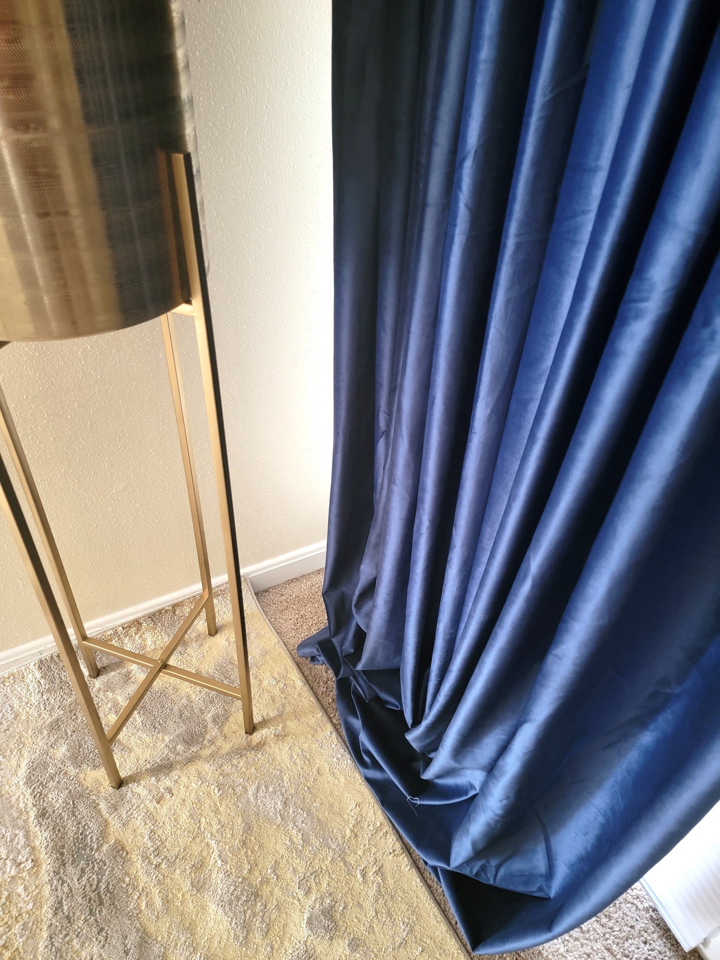 Blue Grommet Velvet Soft Luxury Curtain