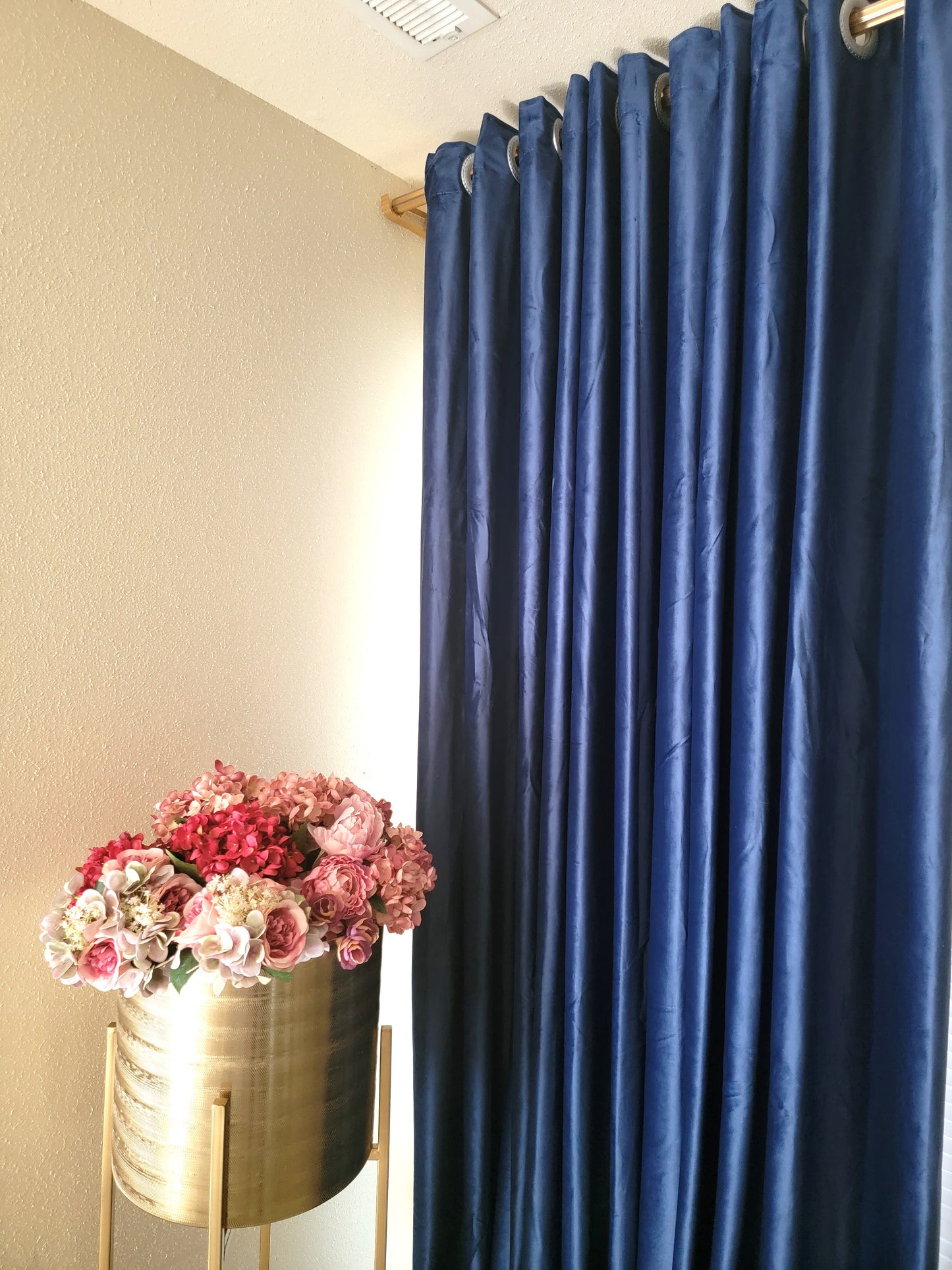 Blue Grommet Velvet Soft Luxury Curtain