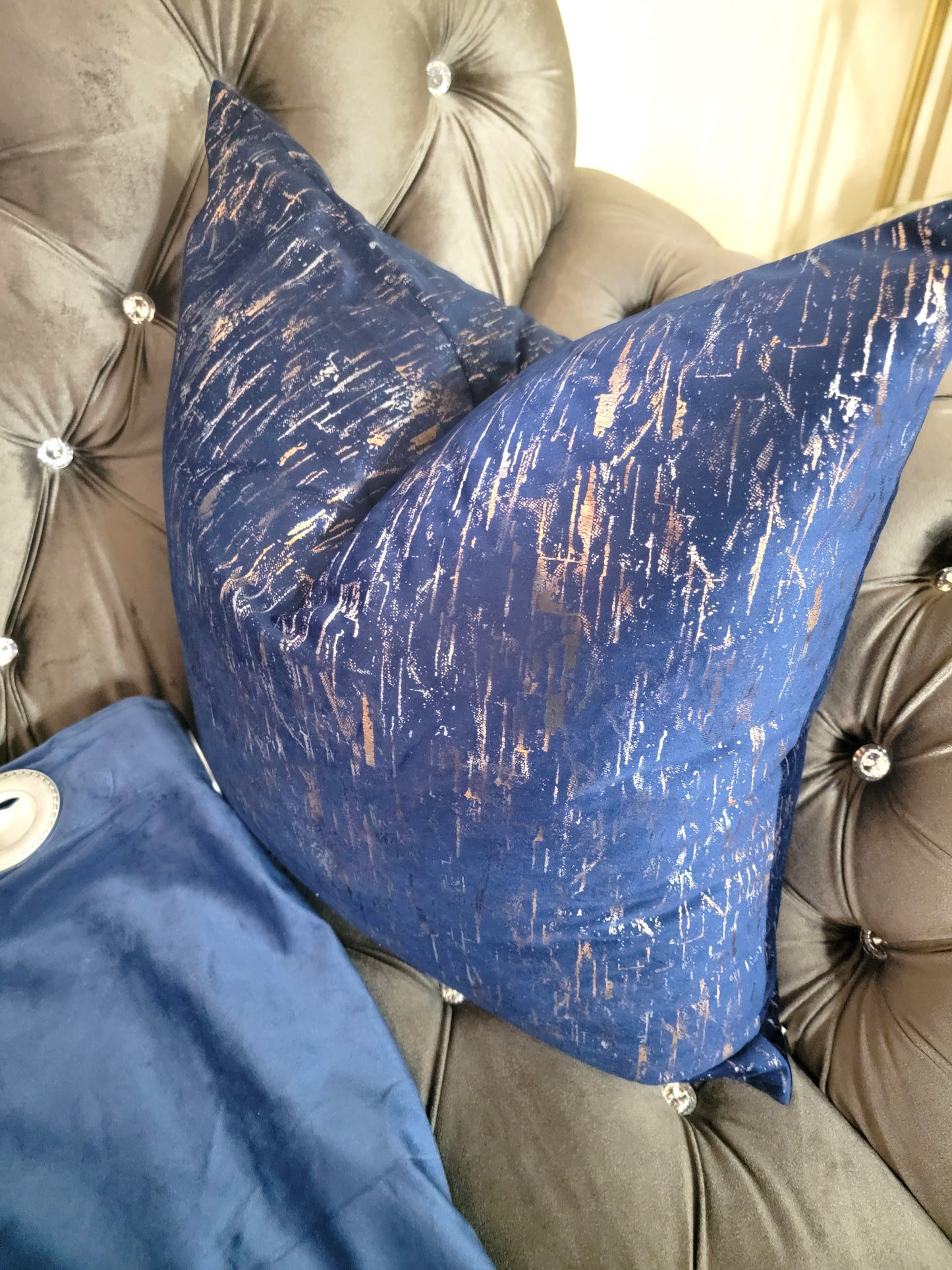 Abstract Royal Blue Velvet Decorative Throw Pillow