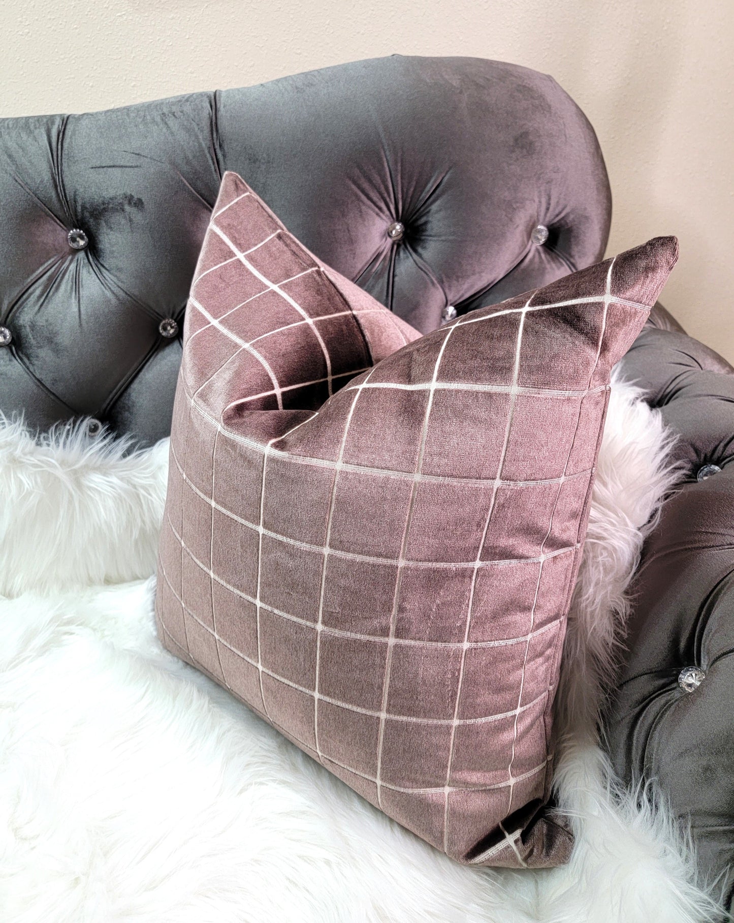 Thick Coffee-Brown Block Patterned Luxury Decorative Throw Pillows