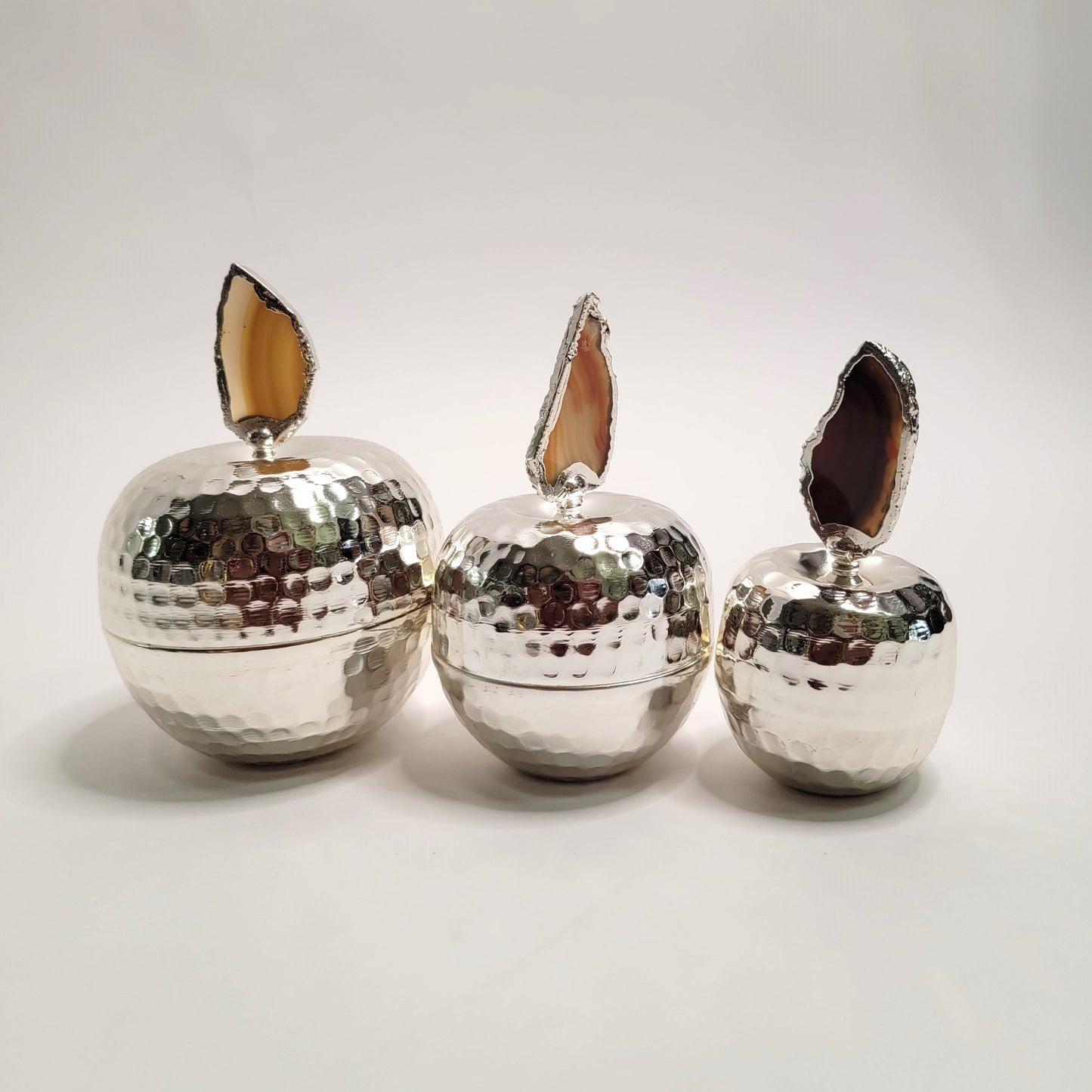 Silver Apple Decorative Ornaments - 3 pcs