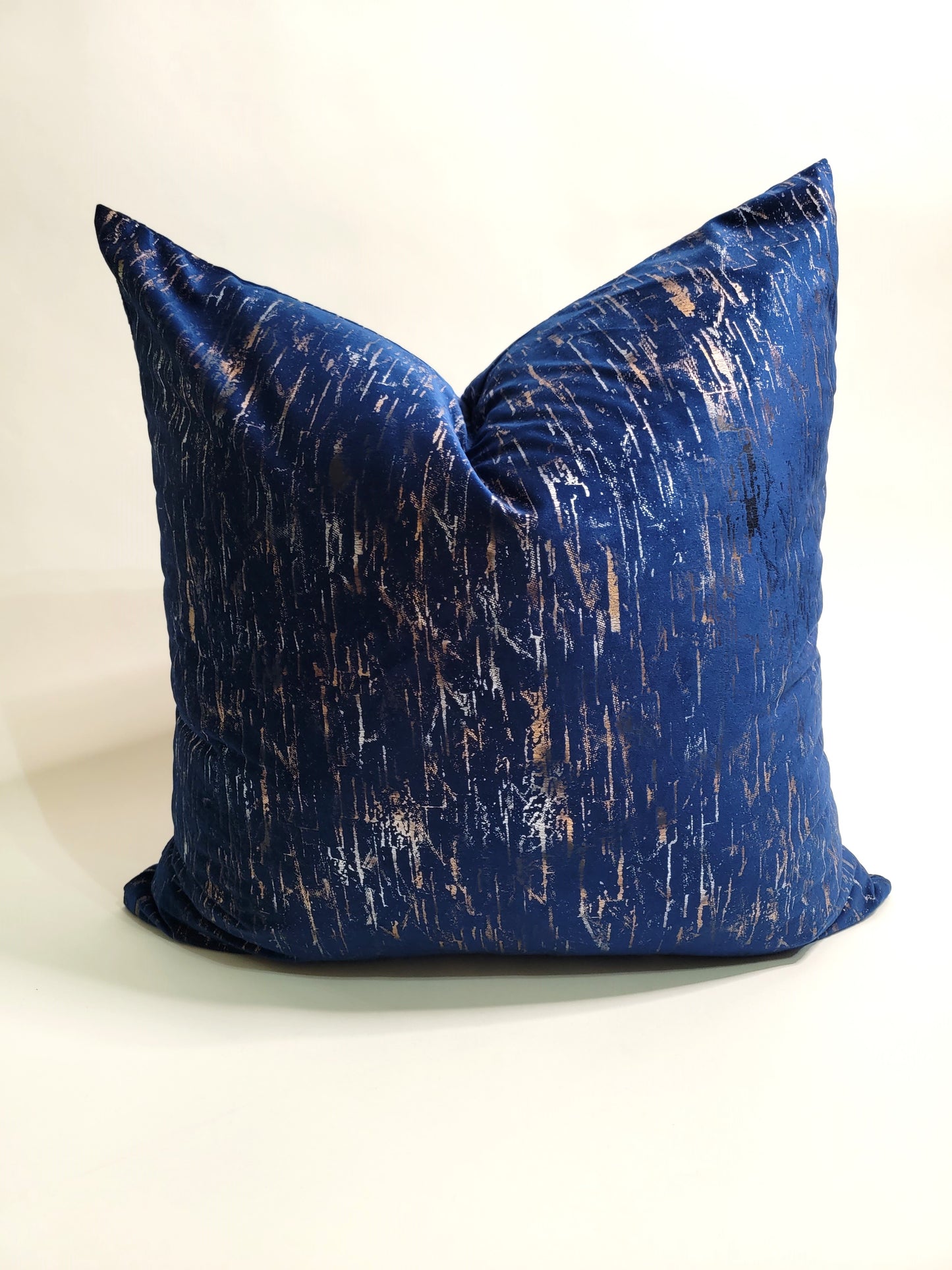 Abstract Royal Blue Velvet Decorative Throw Pillow