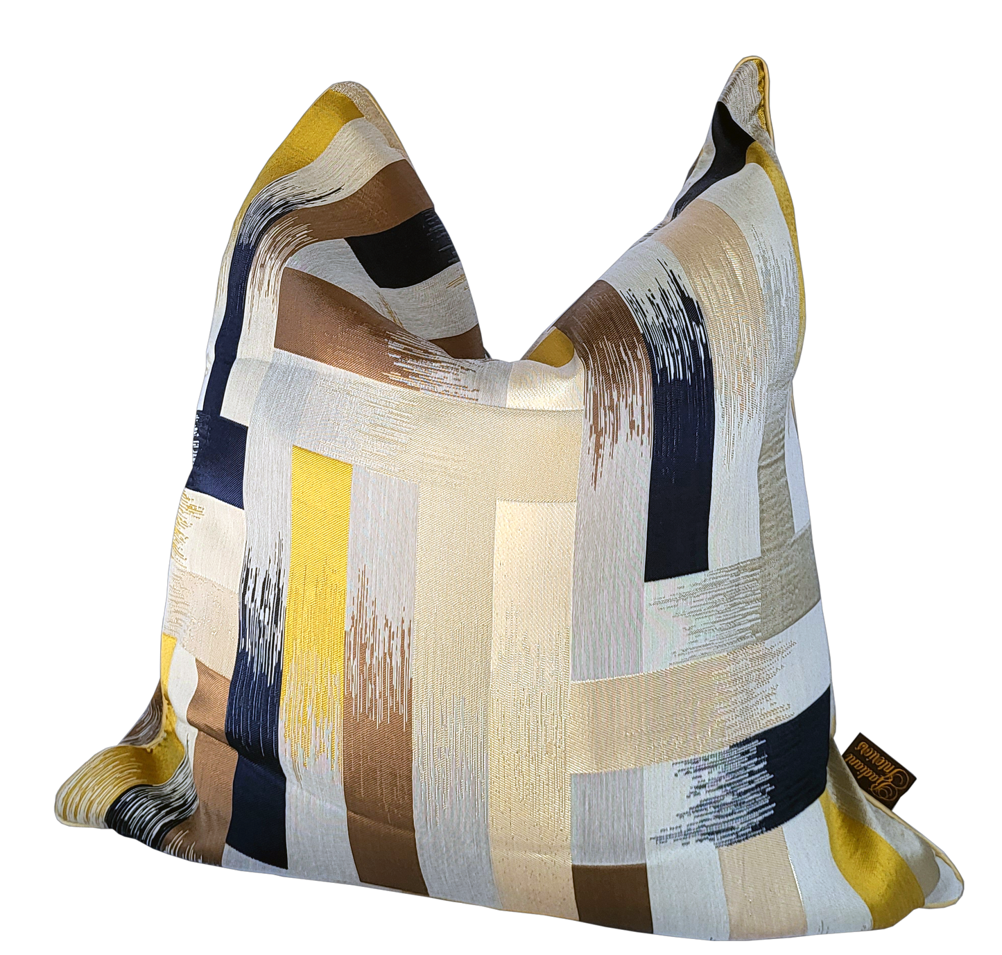 Interlock Block Striped Luxury Decorative Throw Pillow