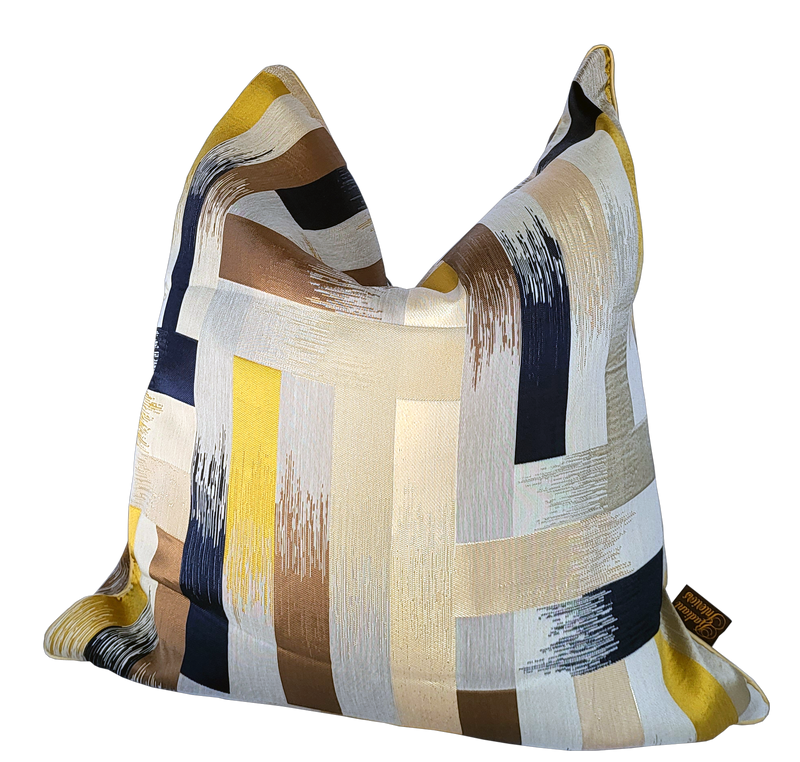 Interlock Block Striped Luxury Decorative Throw Pillow