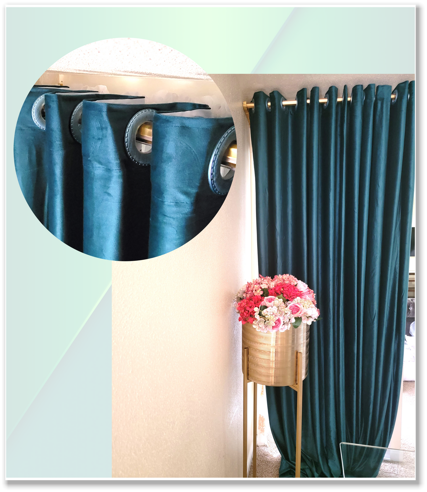 Green Grommet Velvet Soft Luxury Curtain