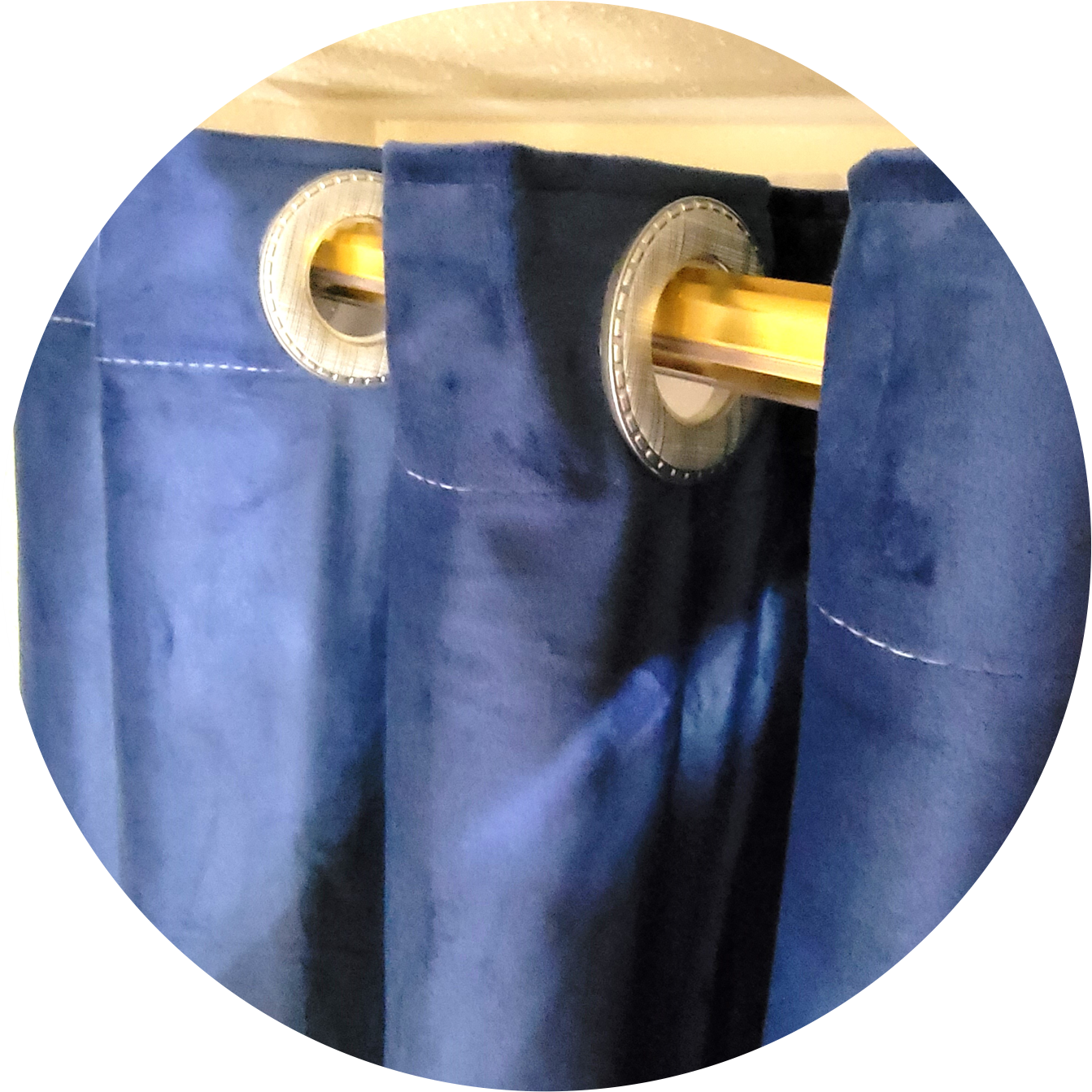 Blue Grommet Velvet Soft Luxury Curtain