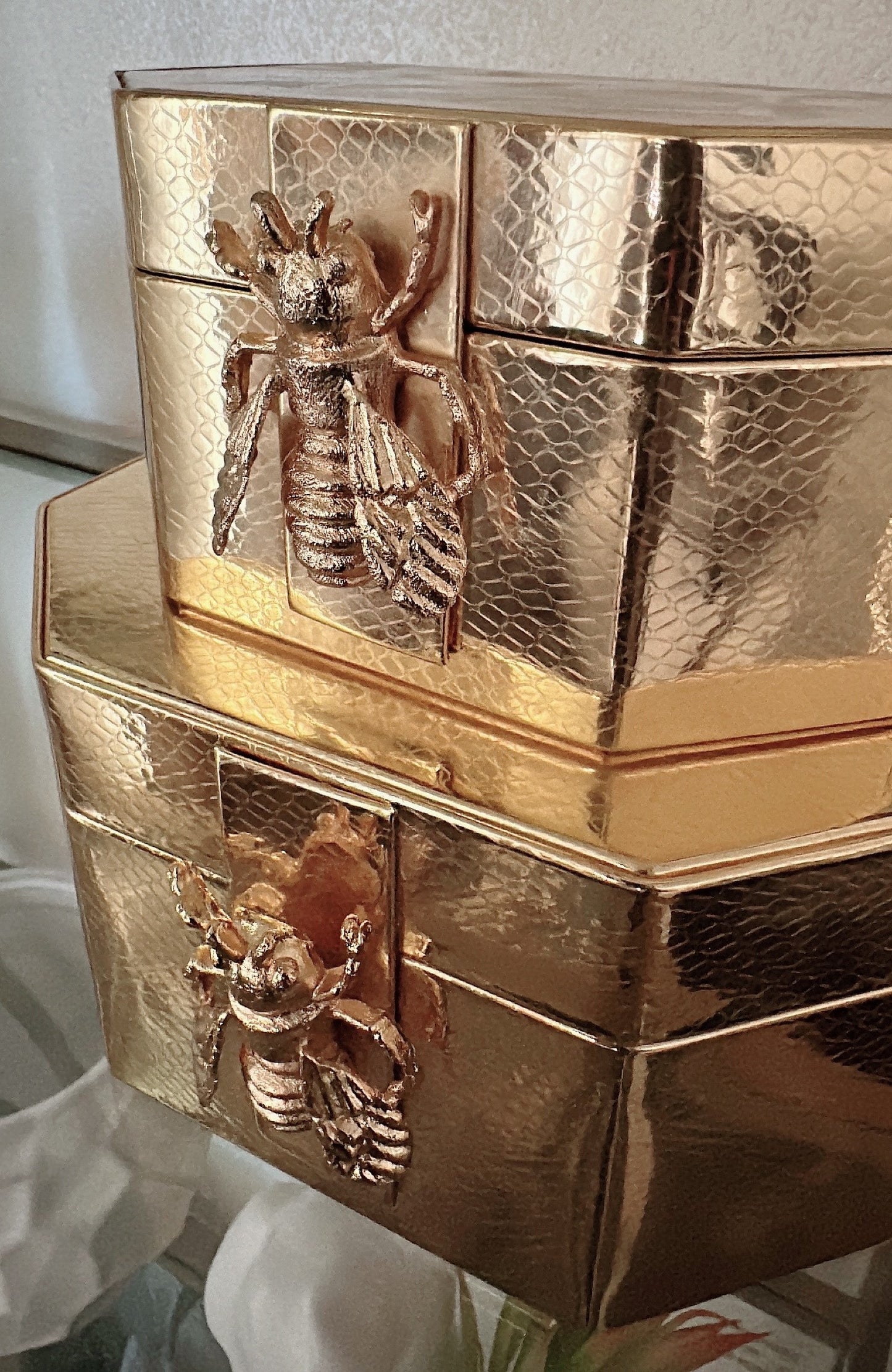 Gold Bumble Bee Decorative Box