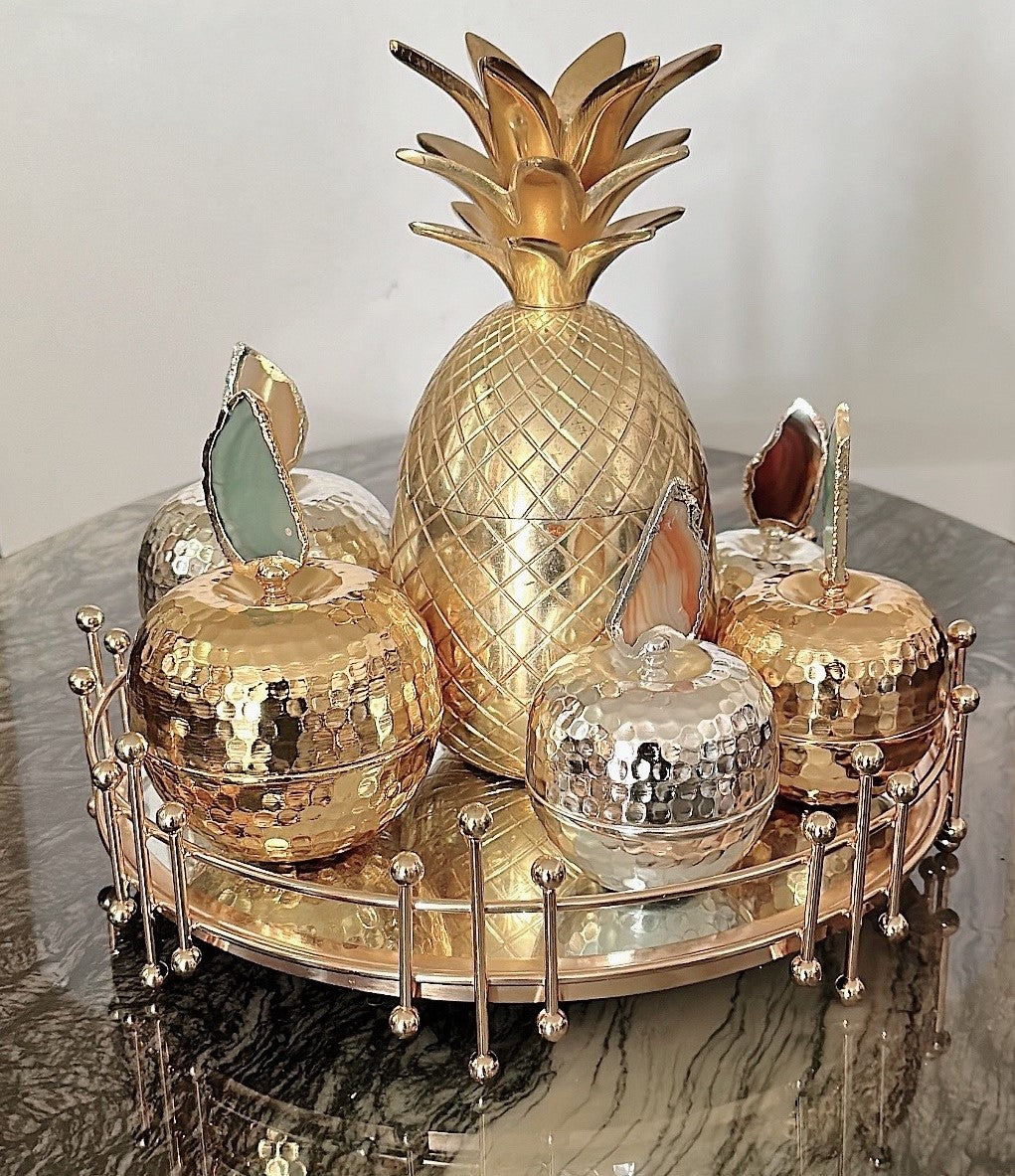 Gold Apple Decorative Ornaments - 3 pcs
