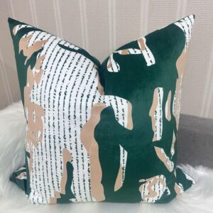 Abstract Green Velvet Decorative Throw Pillows