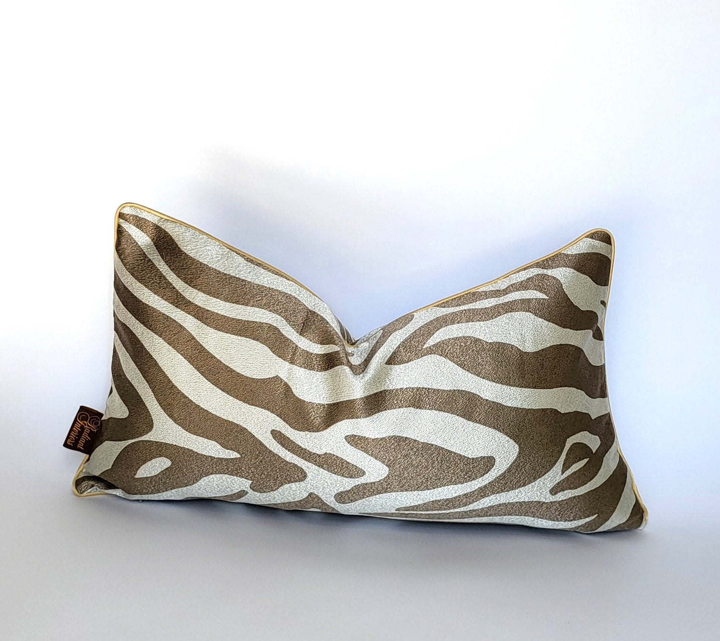 Gold Zebra Patterned Luxury Decorative Lumbar Pillows