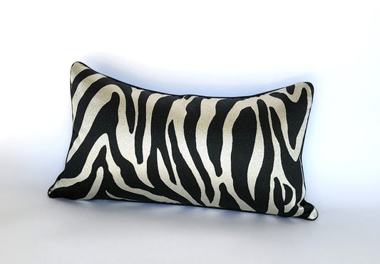 Black Zebra Patterned Luxury Decorative Lumbar Pillows