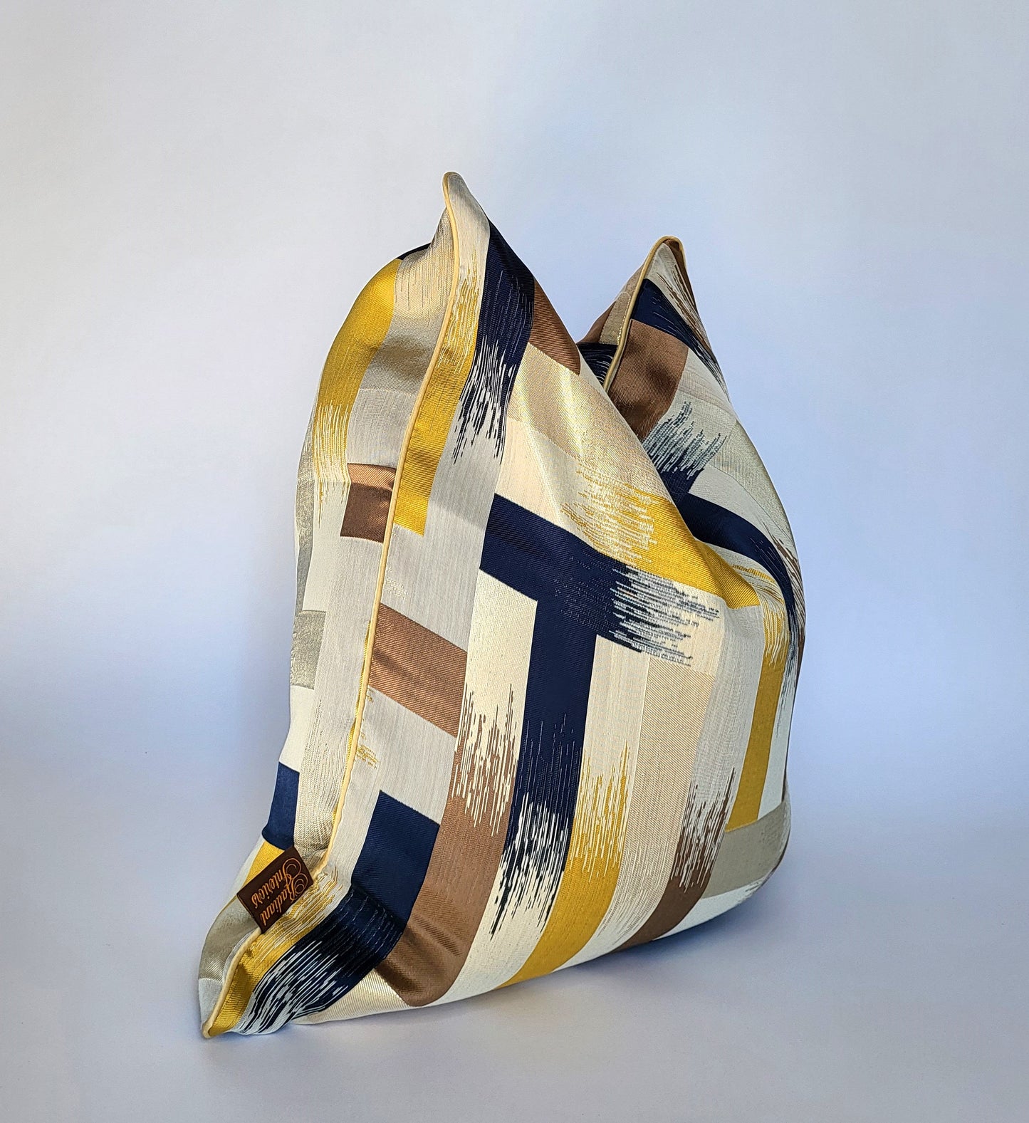 Interlock Block Striped Luxury Decorative Throw Pillow