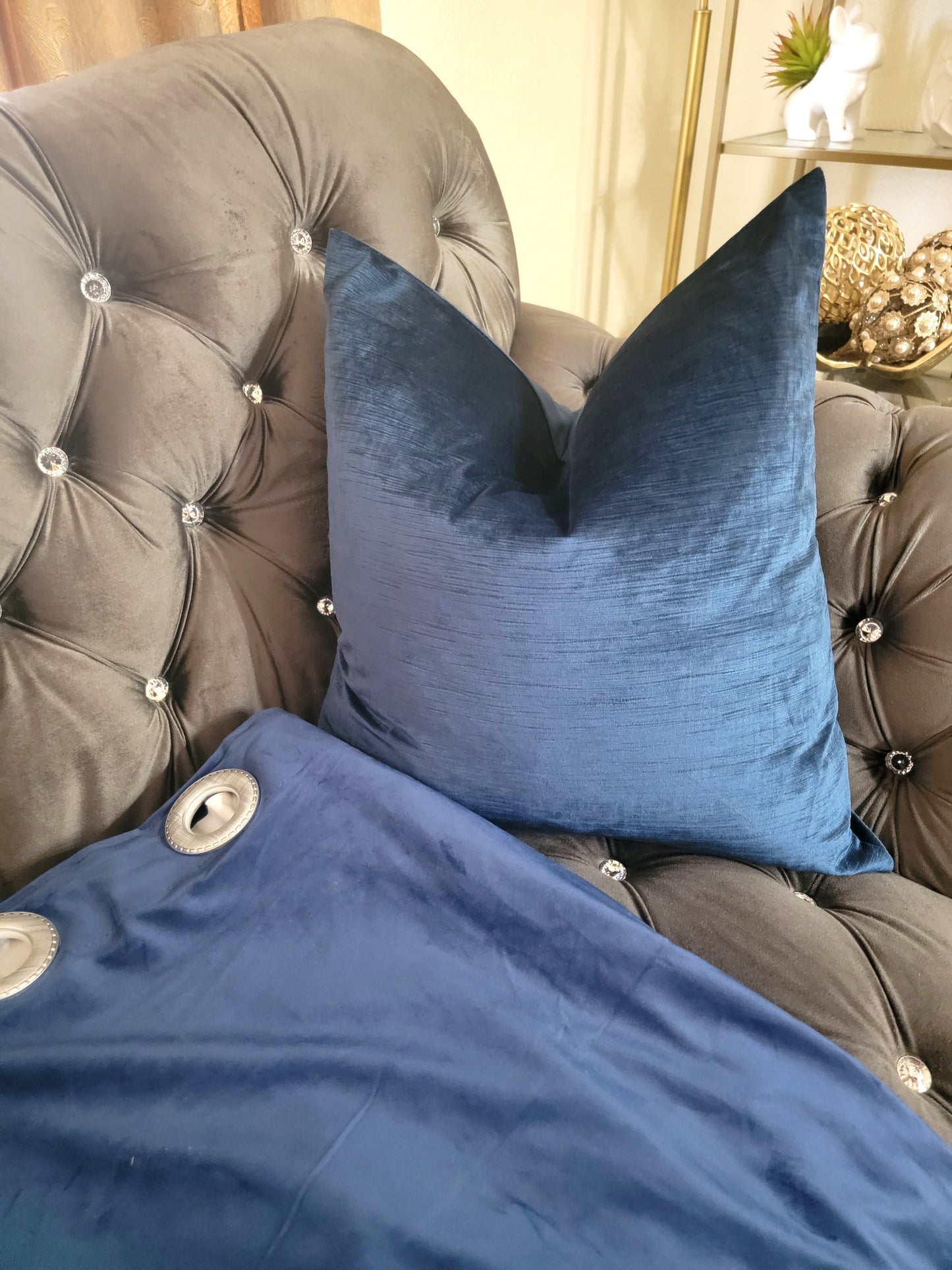 Thick Royal Blue Velvet Decorative Throw Pillow