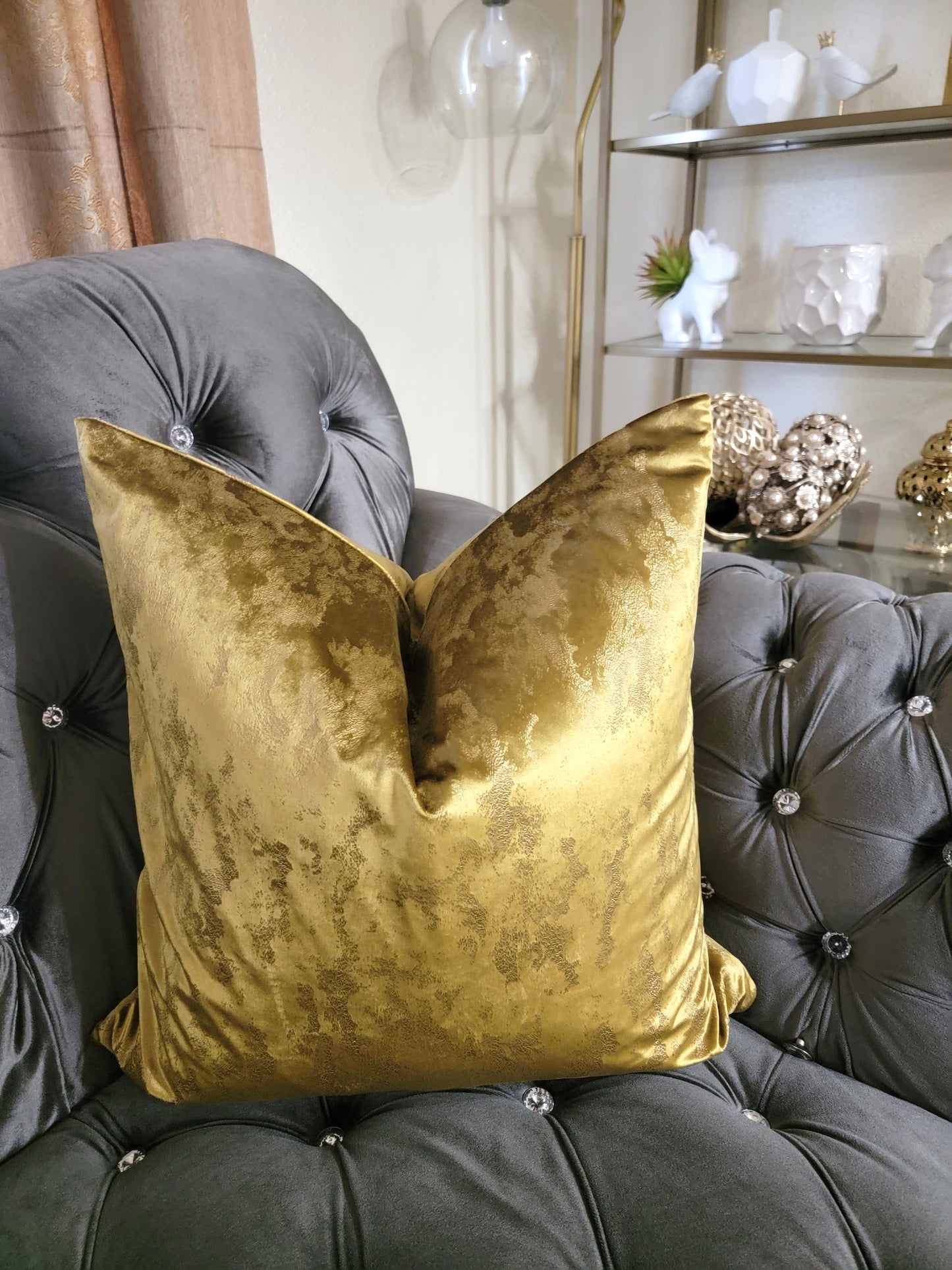 Yellow Gold Abstract Patterned Luxury Decorative Throw Pillow