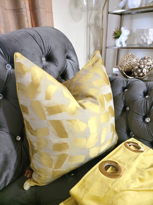 Yellow Stroke Patterned Luxury Decorative Throw Pillow