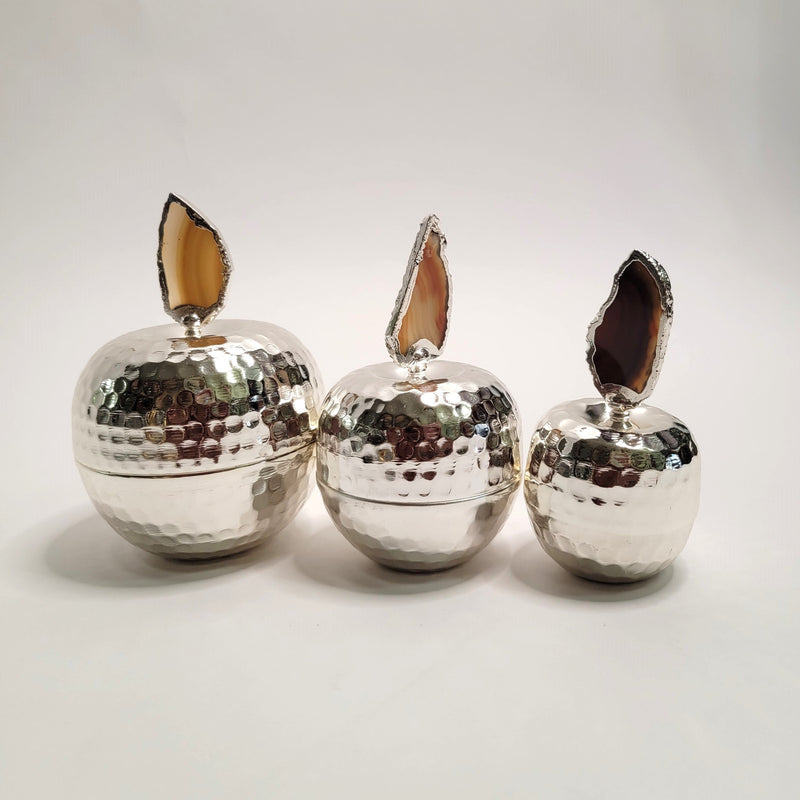Silver Apple Decorative Ornaments - 3 pcs