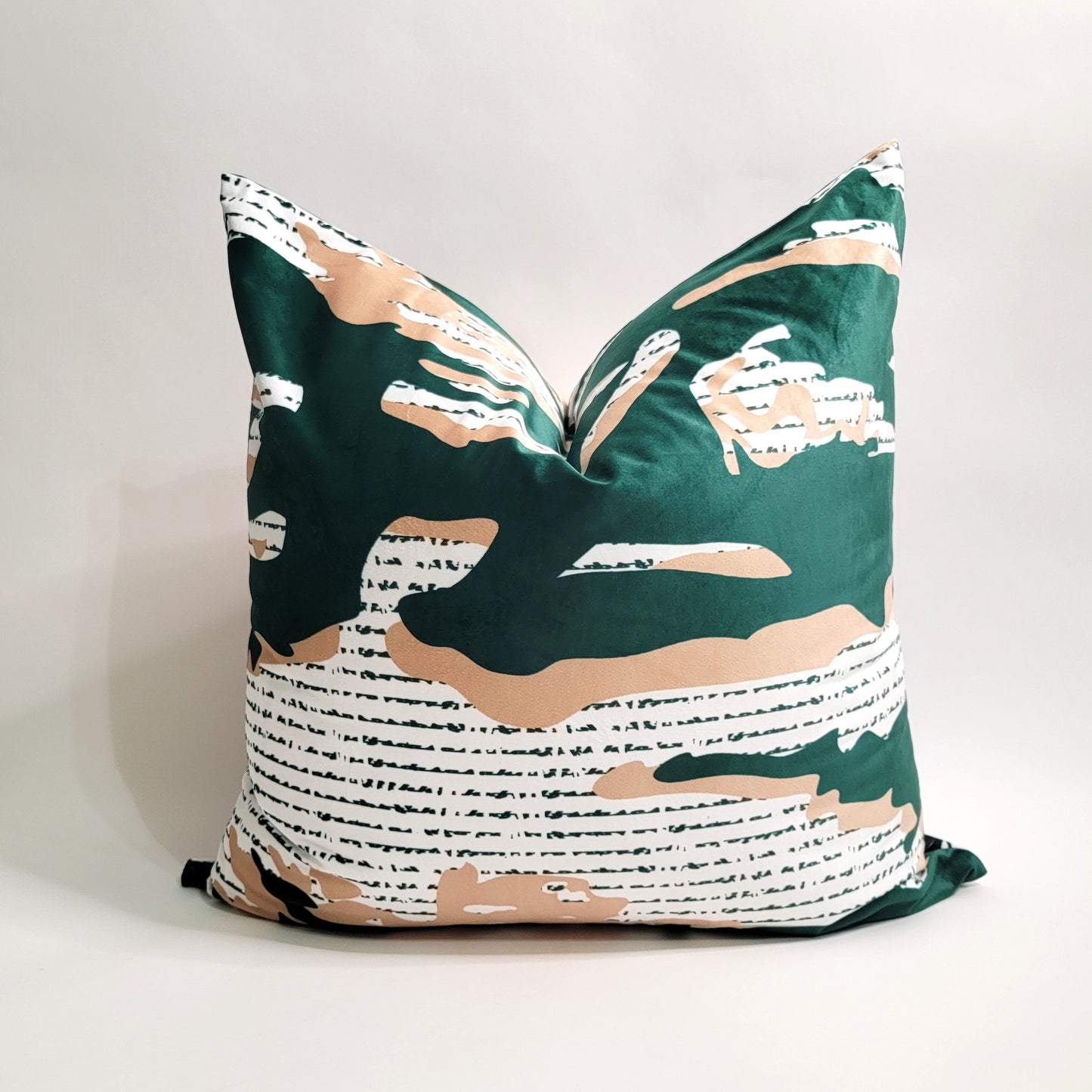 Abstract Green Velvet Decorative Throw Pillows