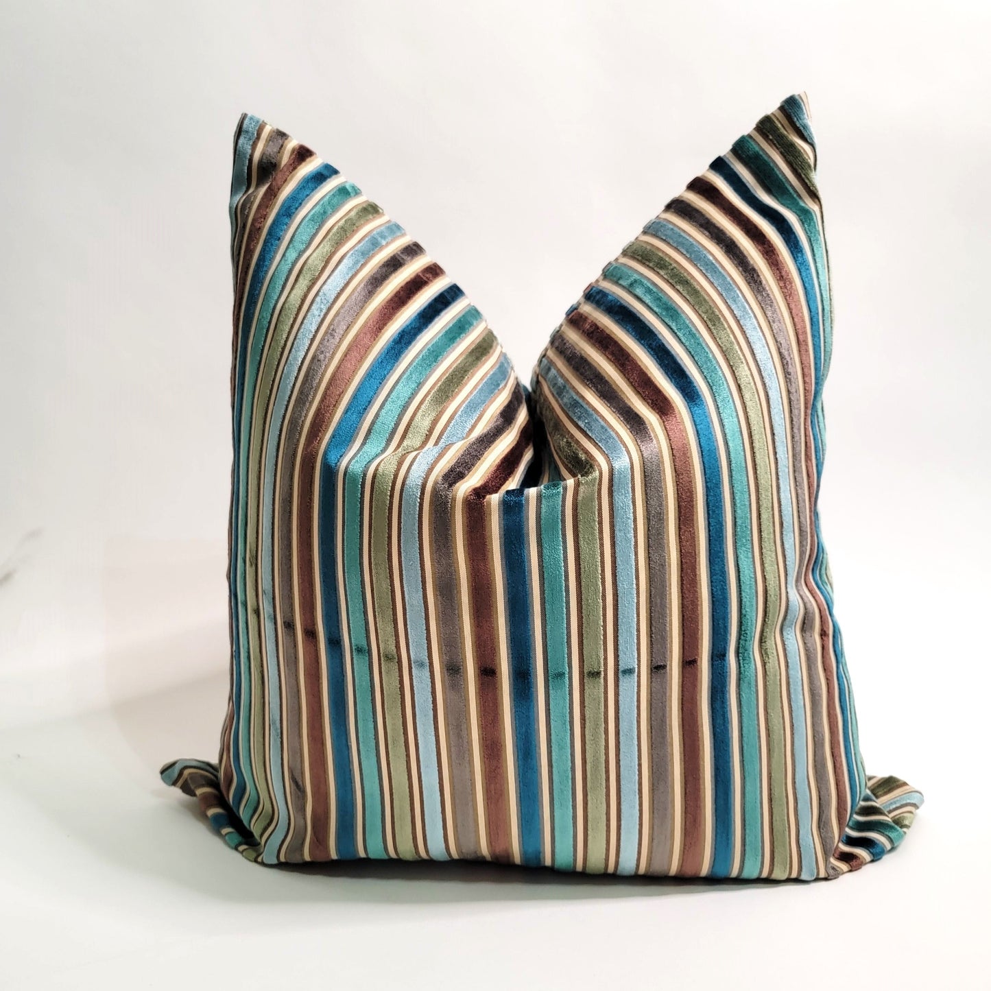 Velvet Mixed-Colored Stripes Decorative Throw Pillow