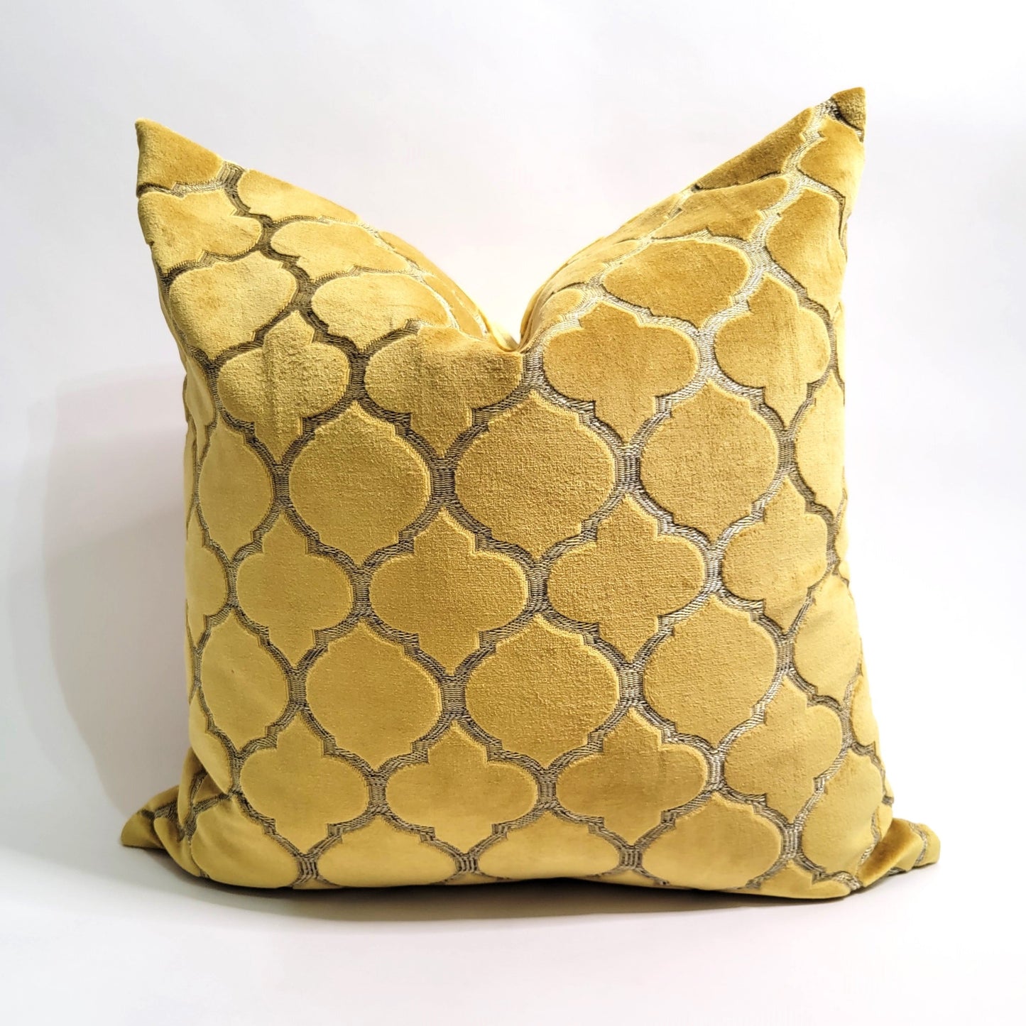 Yellow Shield Velvet Decorative Throw Pillow