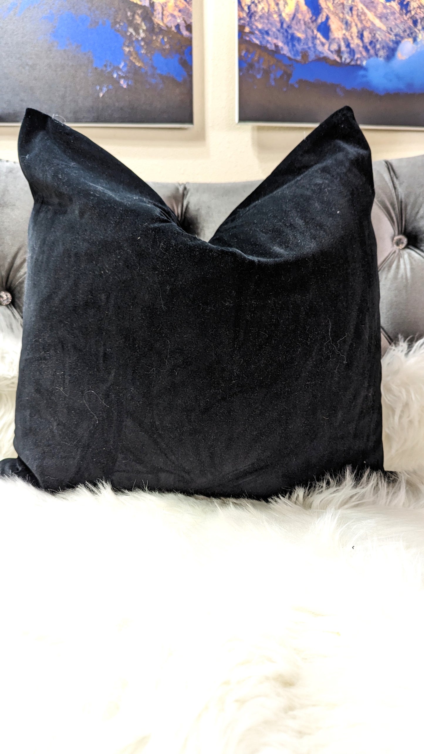 Thick Black Velvet Luxury Decorative Throw Pillow