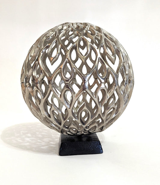 Silver Globe Shaped Decorative Ornament