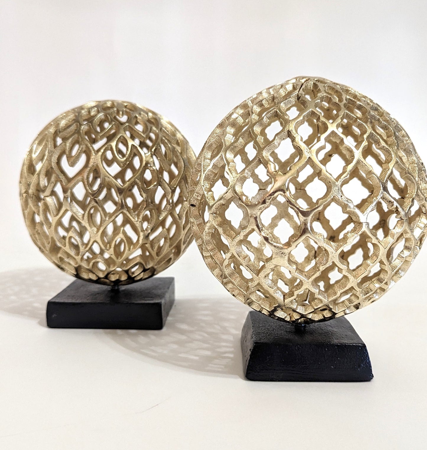 Gold Globe Shaped Decorative Ornaments - 2 pcs