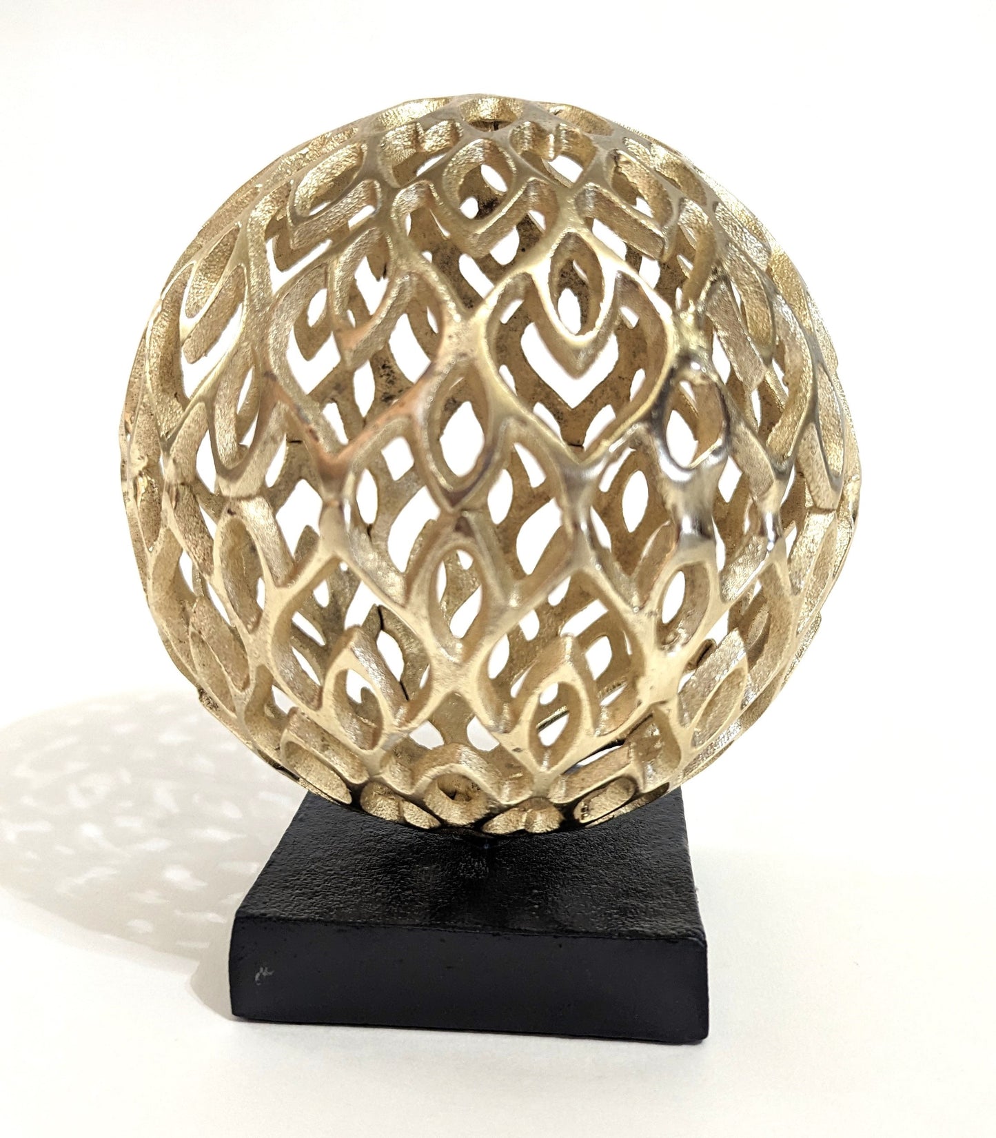 Gold Globe Shaped Decorative Ornaments - 2 pcs