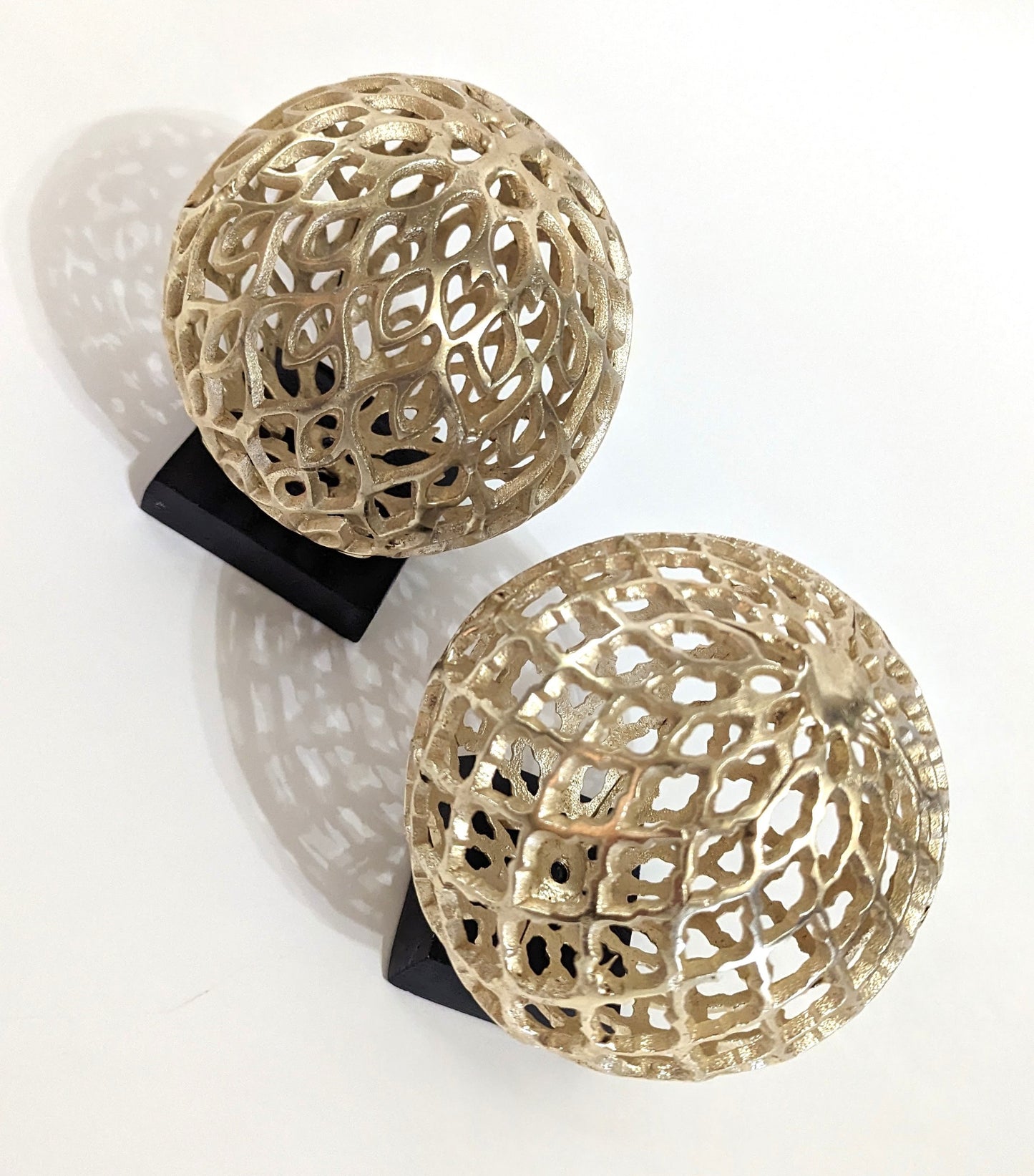 Gold Globe Shaped Decorative Ornaments - 2 pcs