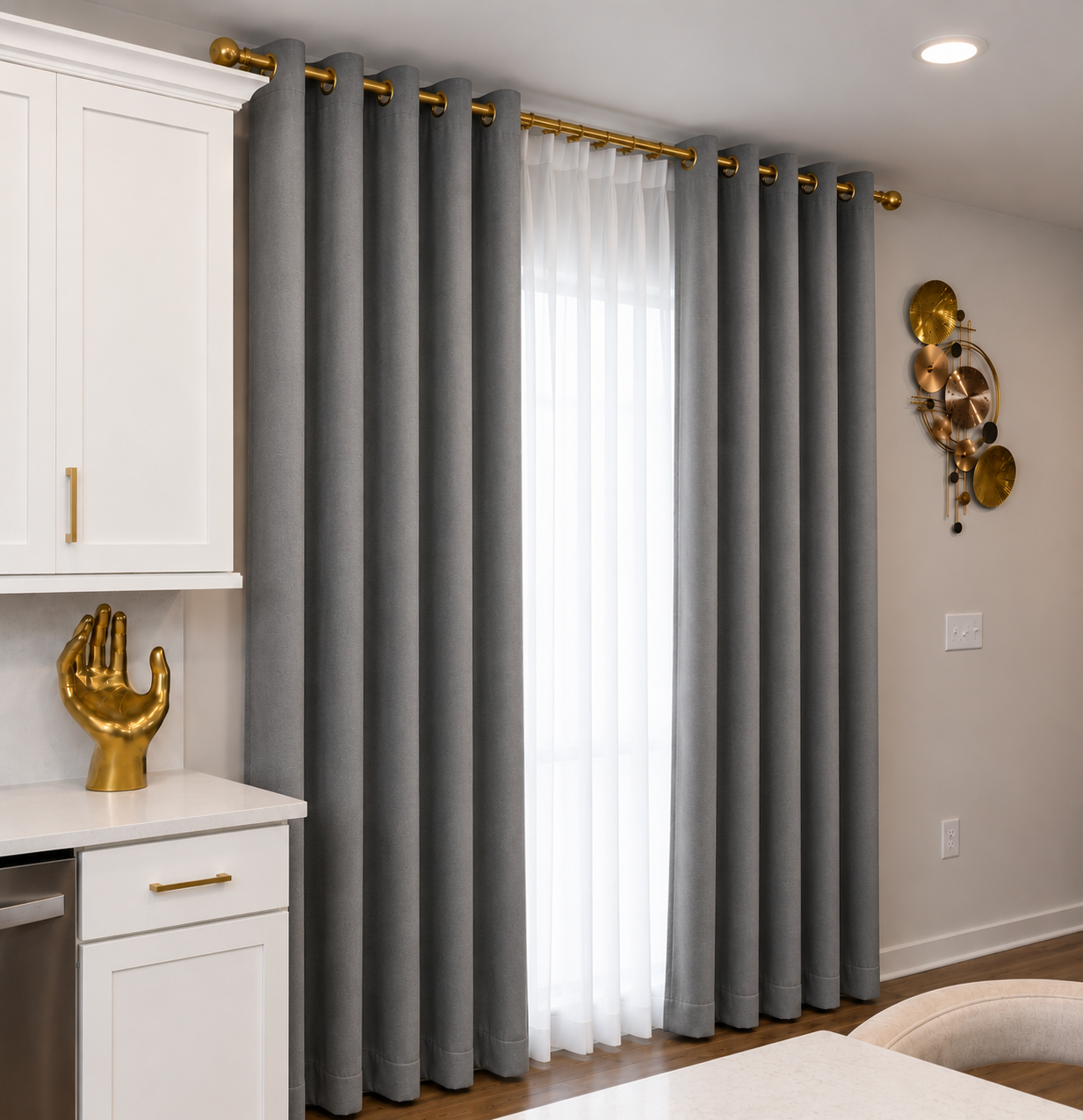 Gray signature grommet curtain