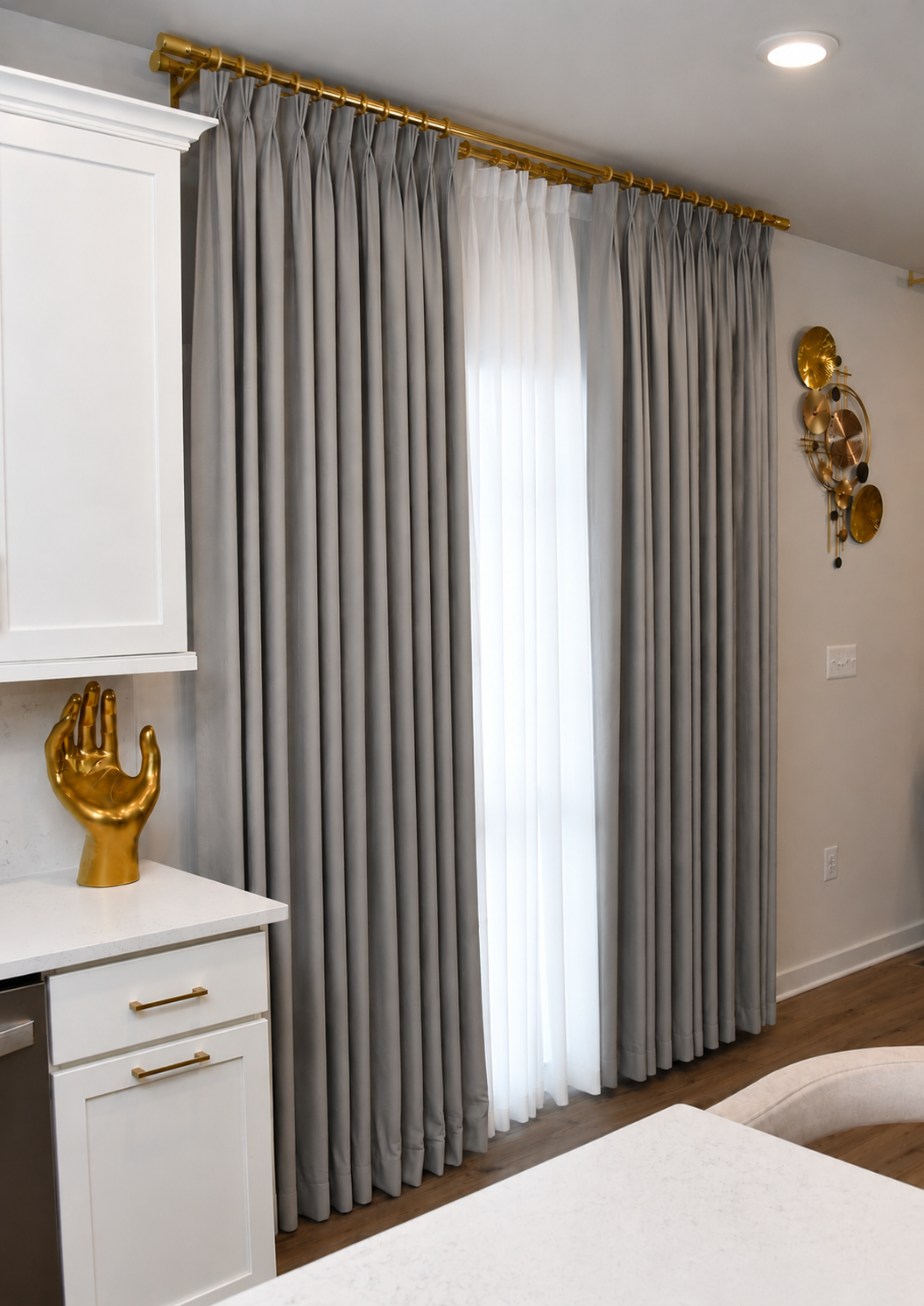 Gray signature pinch pleat curtain