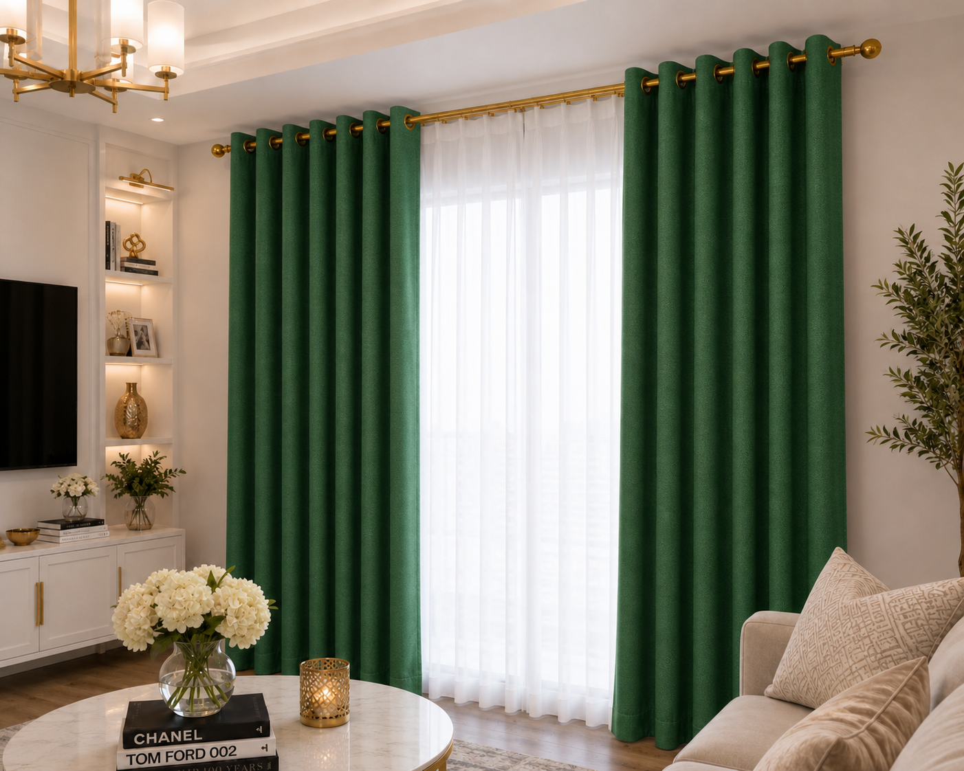 Green signature grommet curtain