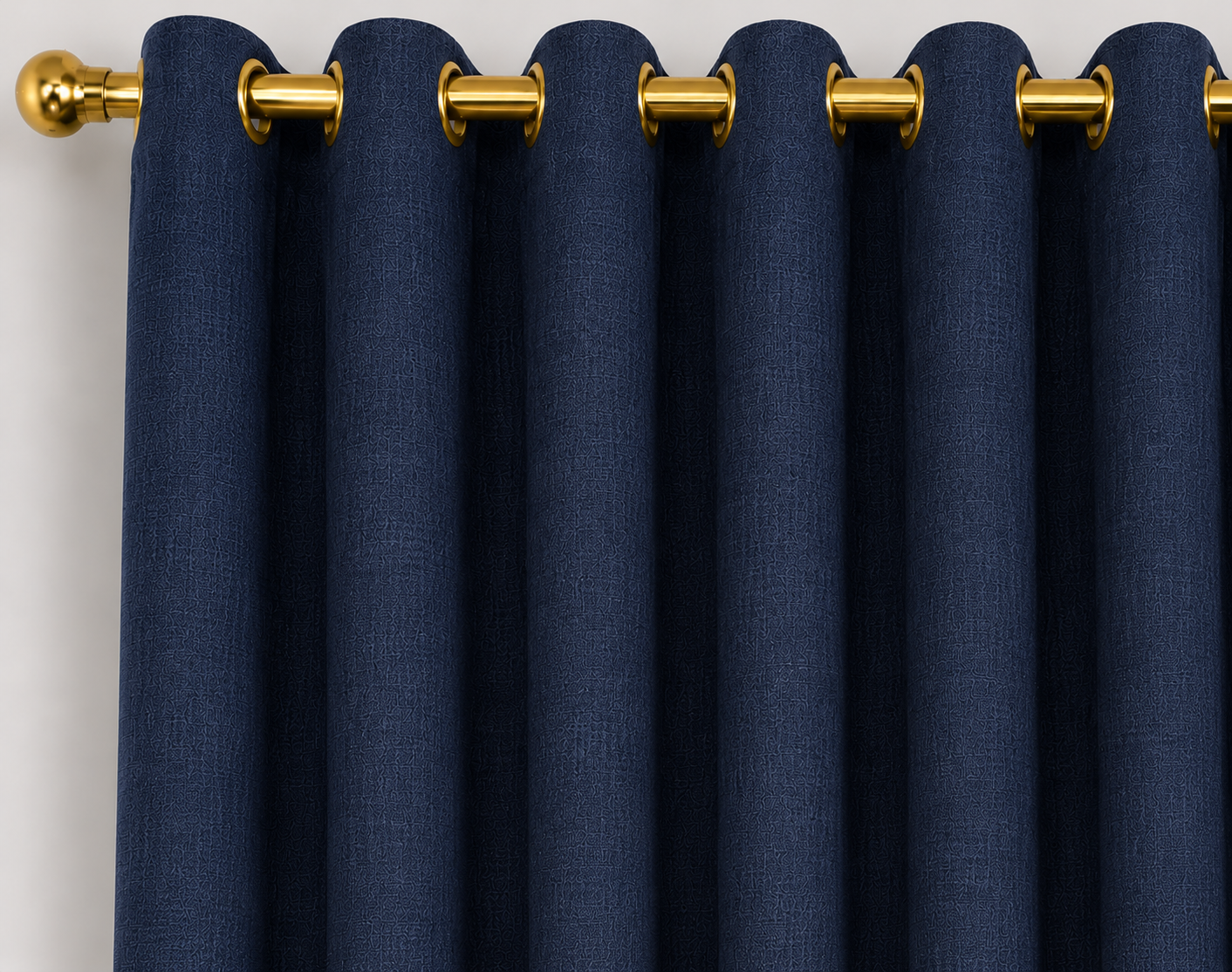 Navy curtain room styling
