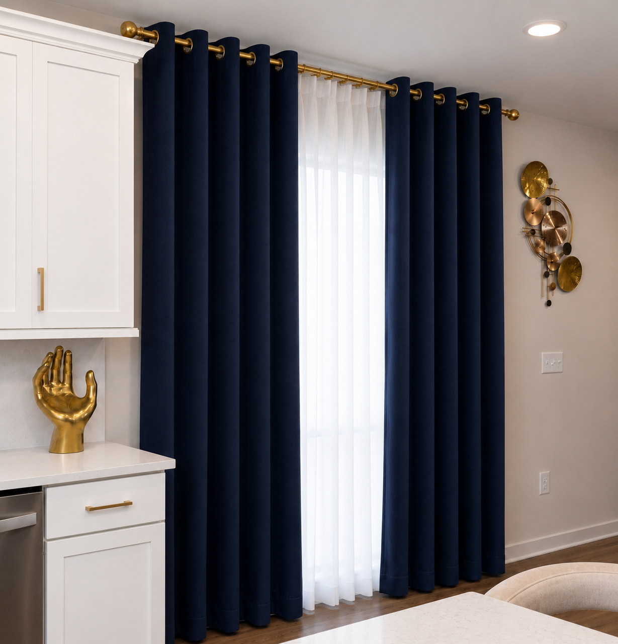 Navy signature grommet curtain