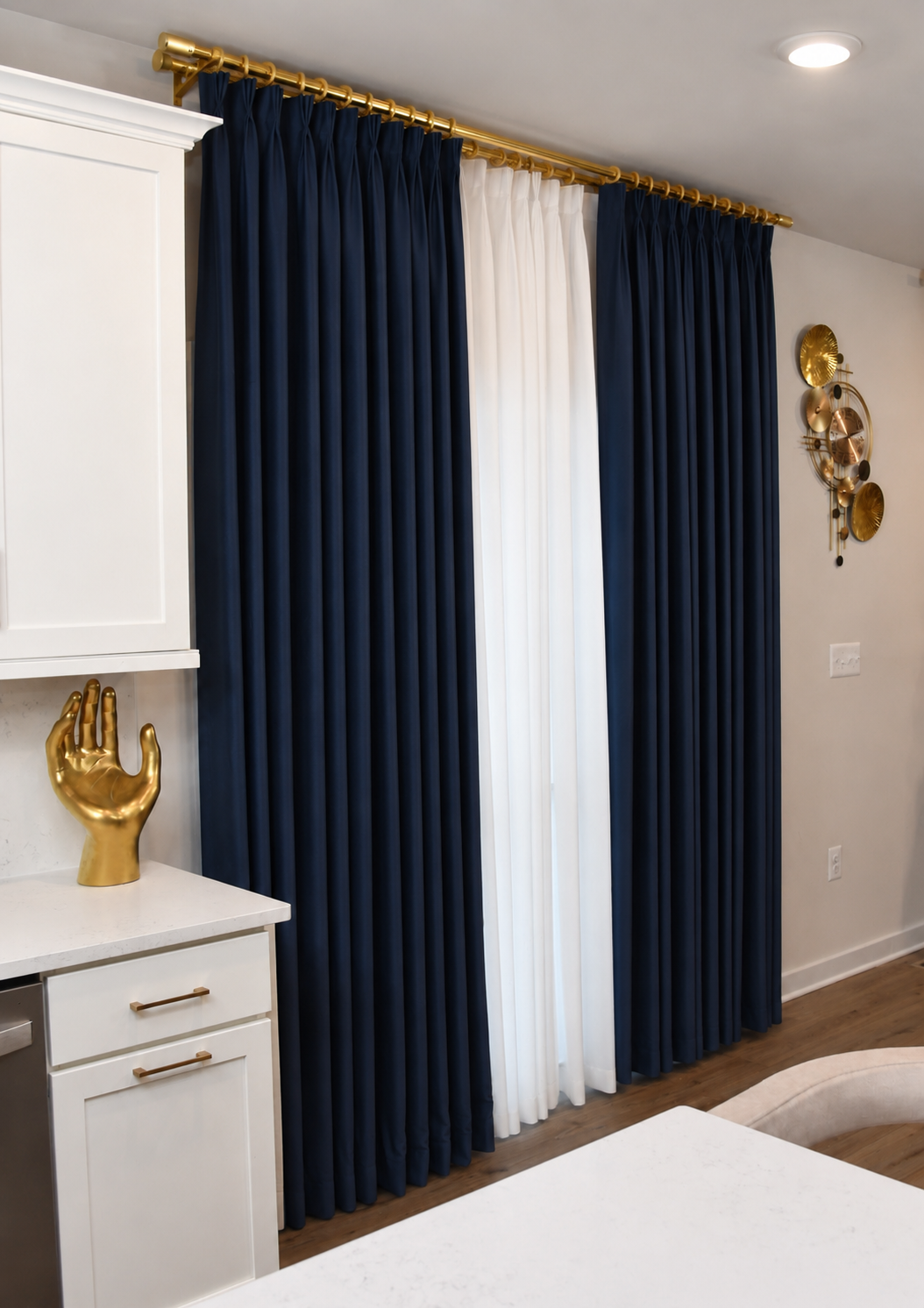 Navy signature pinch pleat curtain