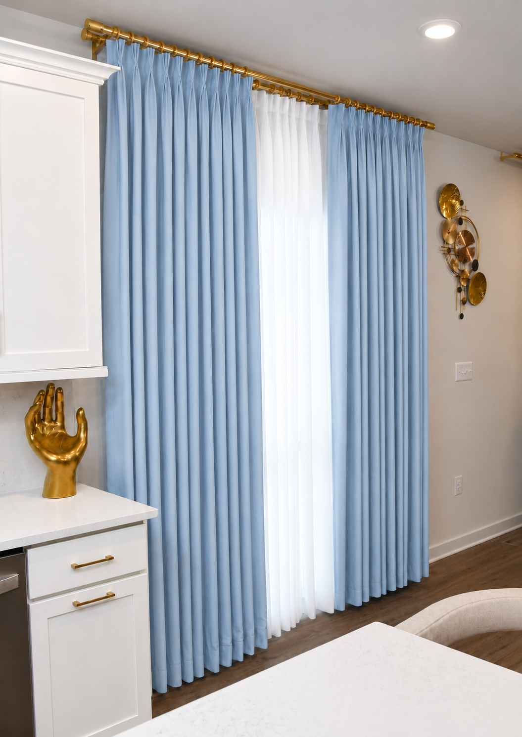 Sky Blue signature pinch pleat curtain